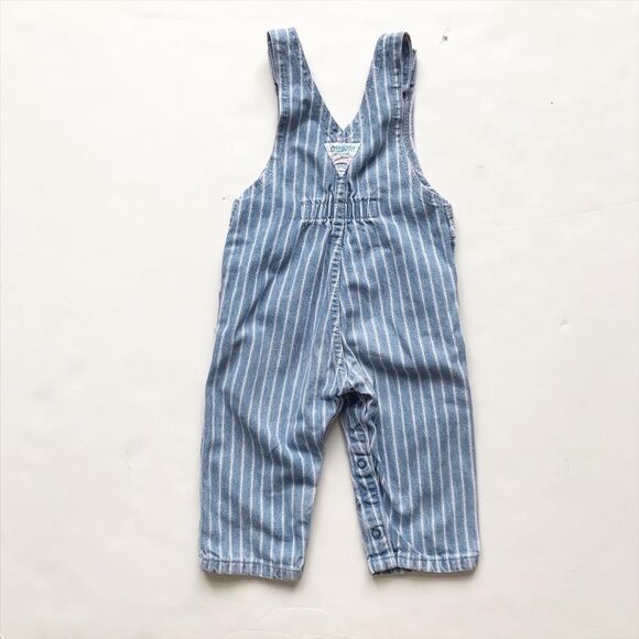 Vintage Oshkosh stripe denim overalls vestbak 18m - Picture 5 of 8